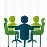 Icon representing corporate training, a group in a meeting