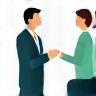 Icon representing executive coaching, two people in discussion